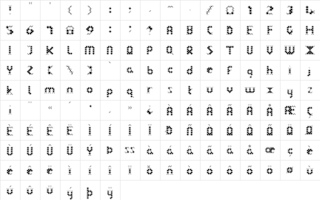 LTDot Regular  glyph index
