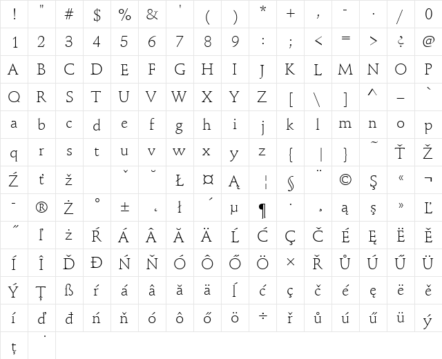 SchneidlerMedTEELig Regular  glyph index