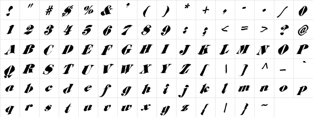 Fictive04 Regular  glyph index