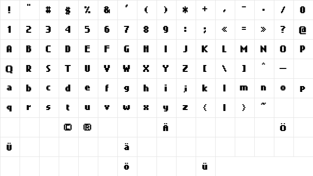 quant Bold  glyph index