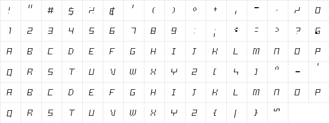Samson Light Oblique Regular  glyph index