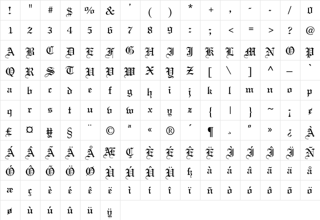 Linotext-Normal Regular  glyph index