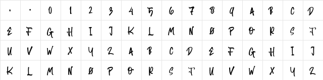 Random Brush Regular  glyph index