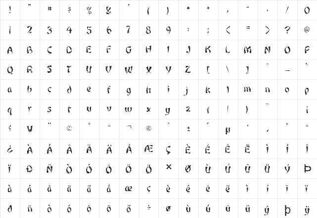 FZ UNIQUE 22 CRACKED Normal  glyph index