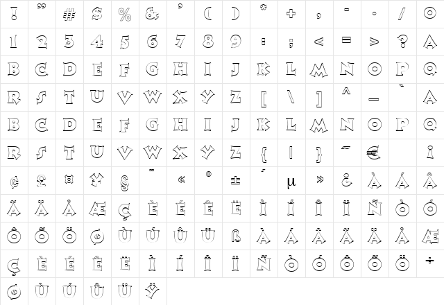 MonophonOpen Regular  glyph index