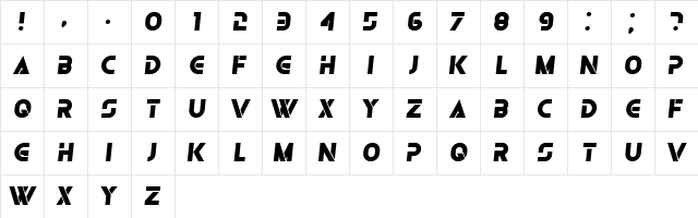 Olga Black Italic  glyph index