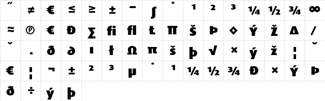 DaxWide BlackExpert  glyph index