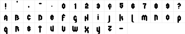 Hard Punk Gothik Regular  glyph index