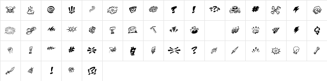 PottyMouth BB Regular  glyph index