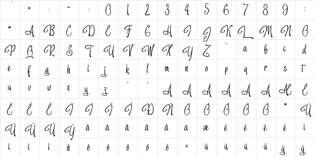 Night of the Dragons Regular  glyph index