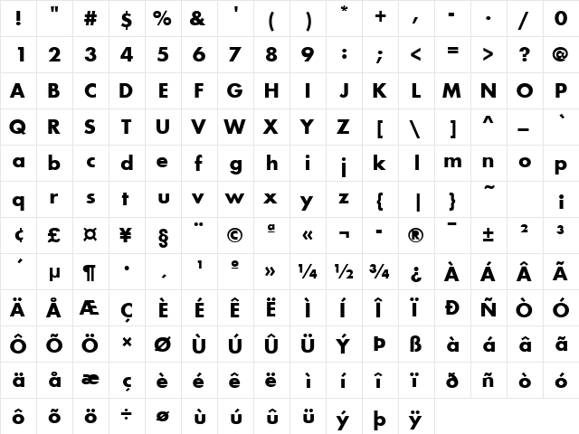 ChandlerSSK Regular  glyph index