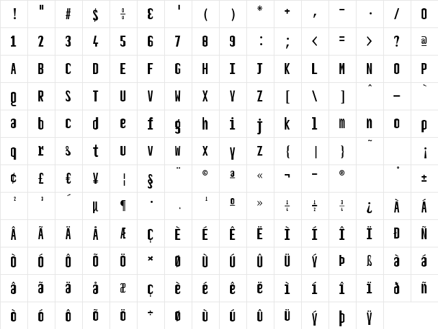 TElerysm Monospace  glyph index