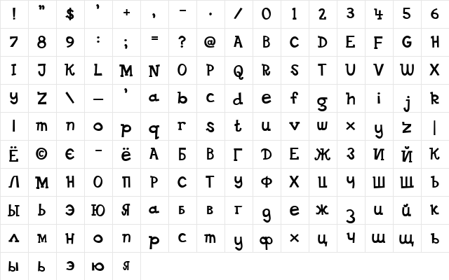 DS Goose Regular  glyph index