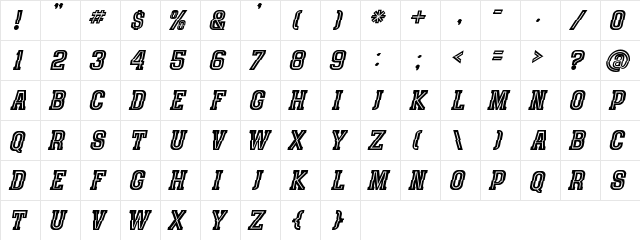 speedhunter line Regular  glyph index
