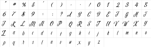Autumn Flower Regular  glyph index
