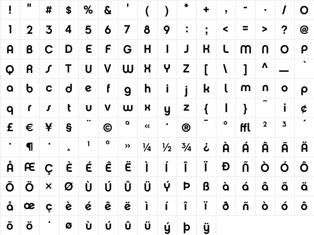 Chalet NewYorkNineteenSeventy  glyph index