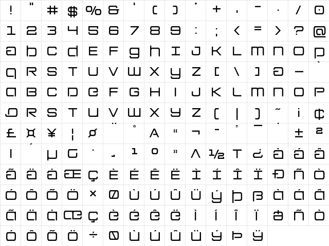 Colony Marines Regular  glyph index