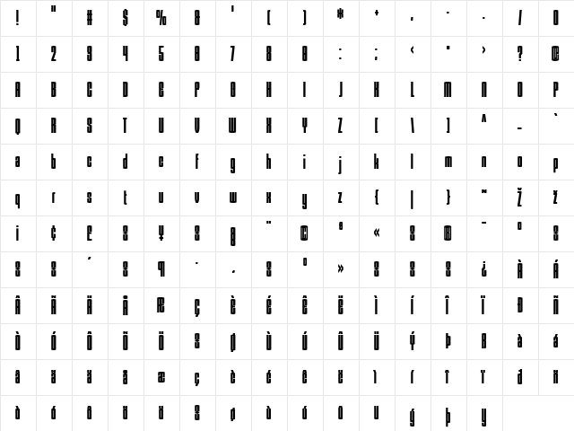 Armada Regular  glyph index