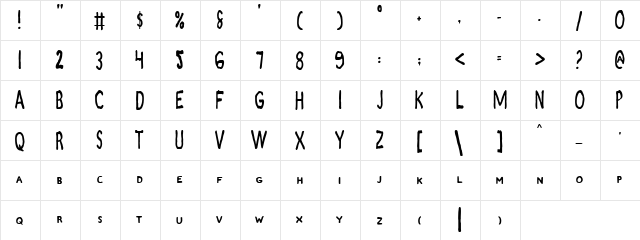 Zamboni Joe Regular  glyph index