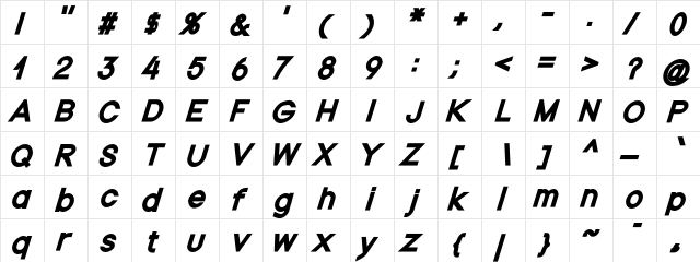Nordica Plus NordicaClassicBkObl  glyph index