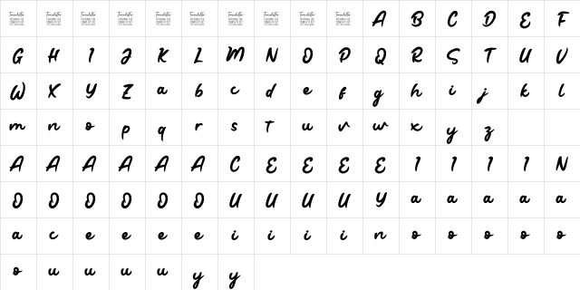 Degtan Personal Use  glyph index