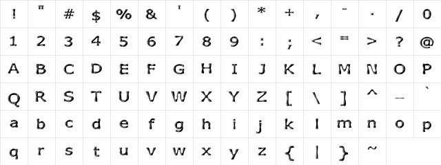 Heavy Texture Regular  glyph index
