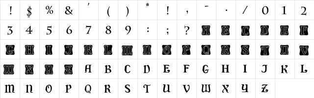 Delaguerra Regular  glyph index
