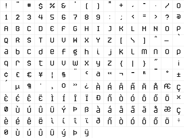 Caliper Stairstep  glyph index