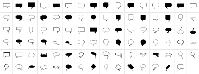 Balloons Regular  glyph index