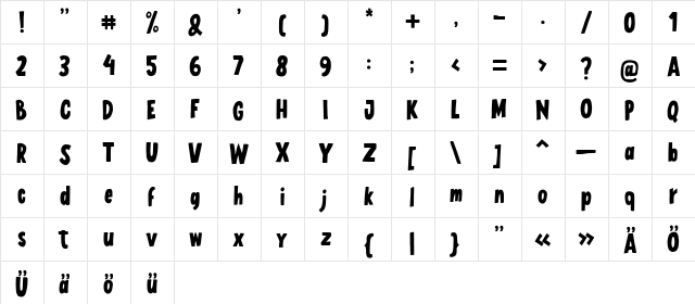 LuTuna Regular  glyph index