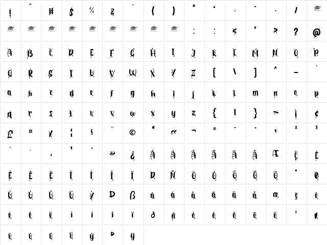 Shiny Unicorn Display Personal Regular  glyph index