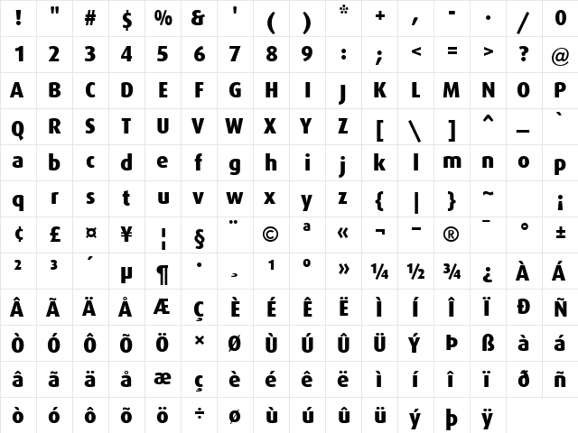 Dax ExtraBold  glyph index