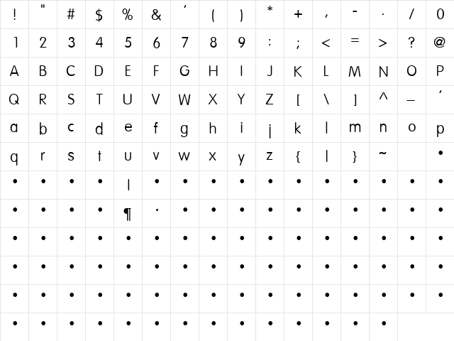 QTVagaRound Regular  glyph index