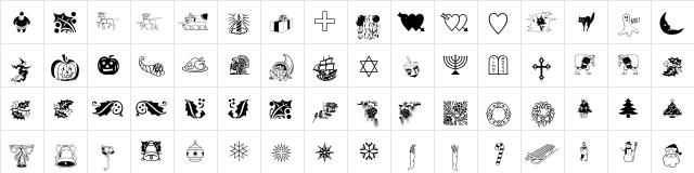 Holiday Pi Regular  glyph index