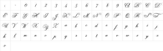 AngliaOldeStandard Regular  glyph index