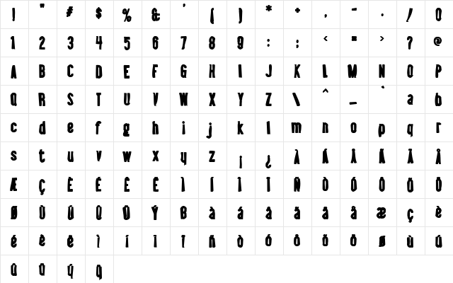 Libel Suit Ink Regular  glyph index