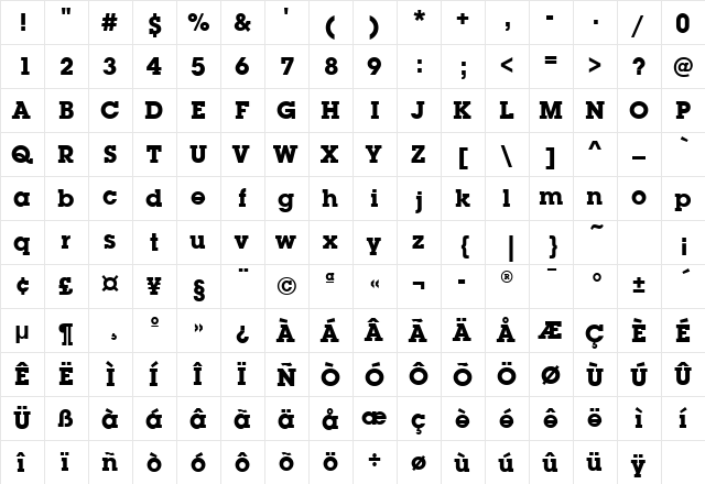 LubalinGraphMdITCTT Bold  glyph index