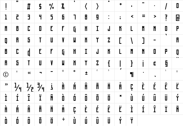 Steudel Mono Display Regular  glyph index