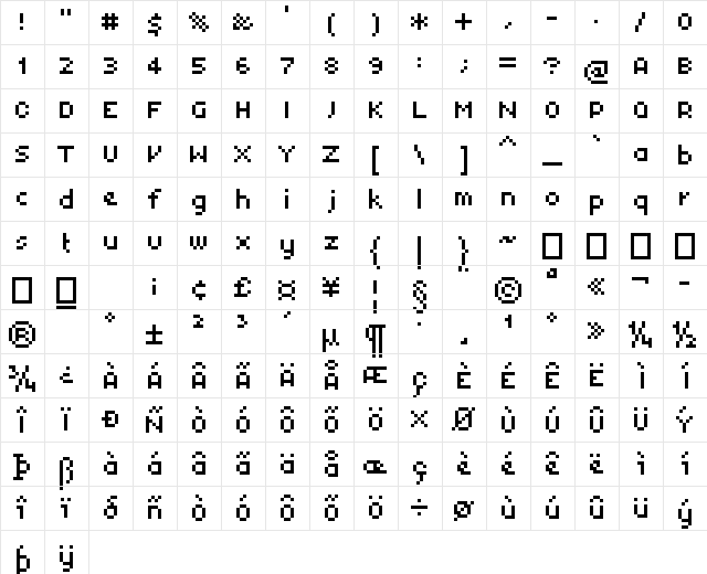 01Logistix Regular  glyph index