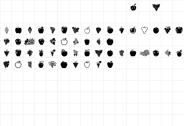AIAppleWine Regular  glyph index