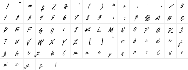 SHOCKWAVE FREE Regular  glyph index