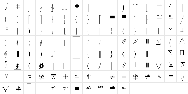 Mathematical Pi 3  glyph index