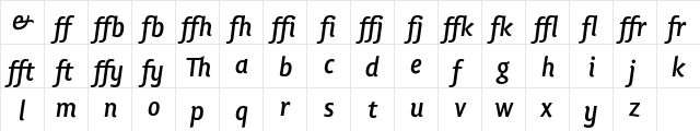 Lisboa Ligatures Bold Italic  glyph index