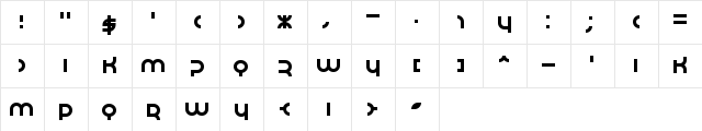 Perspire Regular  glyph index