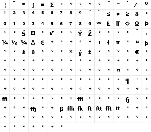Max-ExtraBoldExpert Regular  glyph index