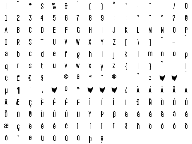 Pakt ExtraBold  glyph index