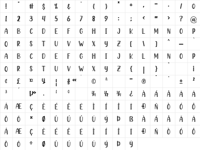 Hashed Browns Outline Regular  glyph index
