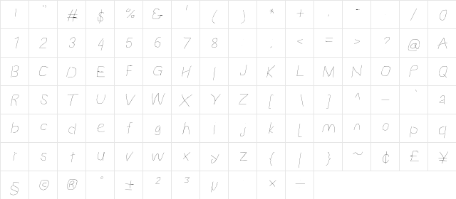 Proton LitExtIt  glyph index