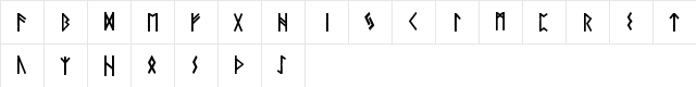 Elder Furthark Regular  glyph index
