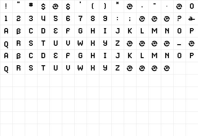 MassiveBlur Regular  glyph index